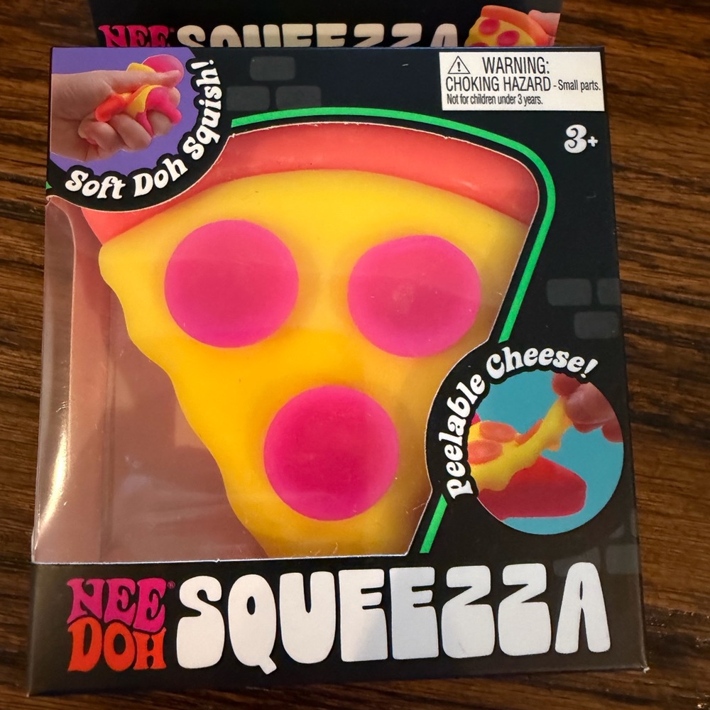 Nee Doh Squeezza Pizza Squishy Toy - Yellow & Pink